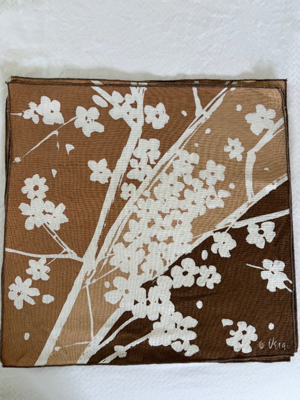 Vintage Vera Neumann Cherry Blossom Napkins Set of 5 Brown Floral MCM Cottagecor